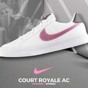 Nike Court Royale AC Women's White Pink and Black Sneakers Sz 7